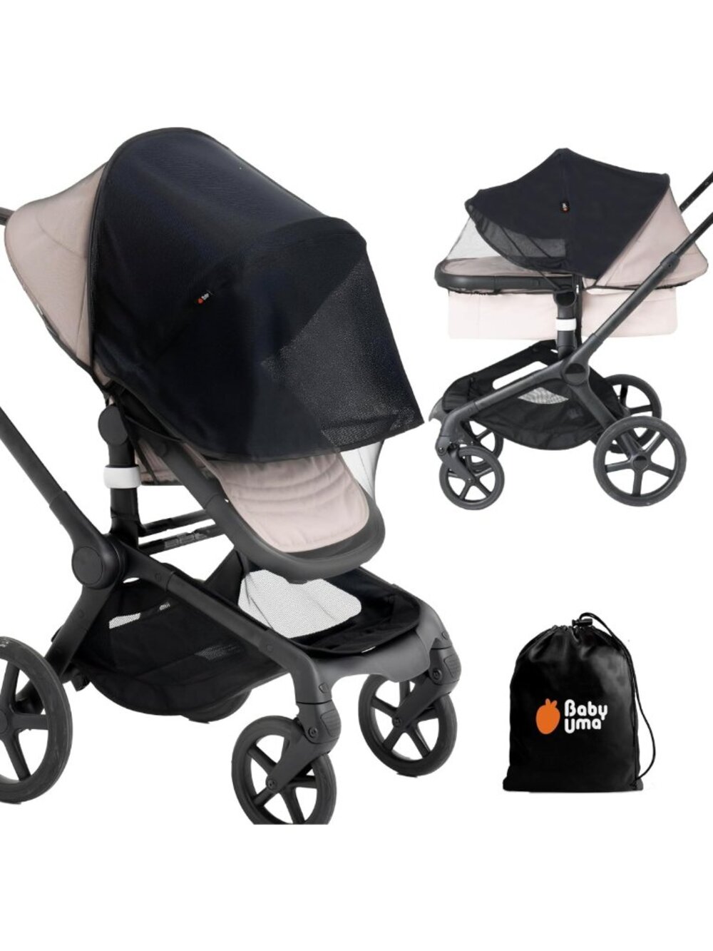 2-in-1 Baby Mosquito Net & Sun Shade for Strollers - UPF 50+ Protection, Travel